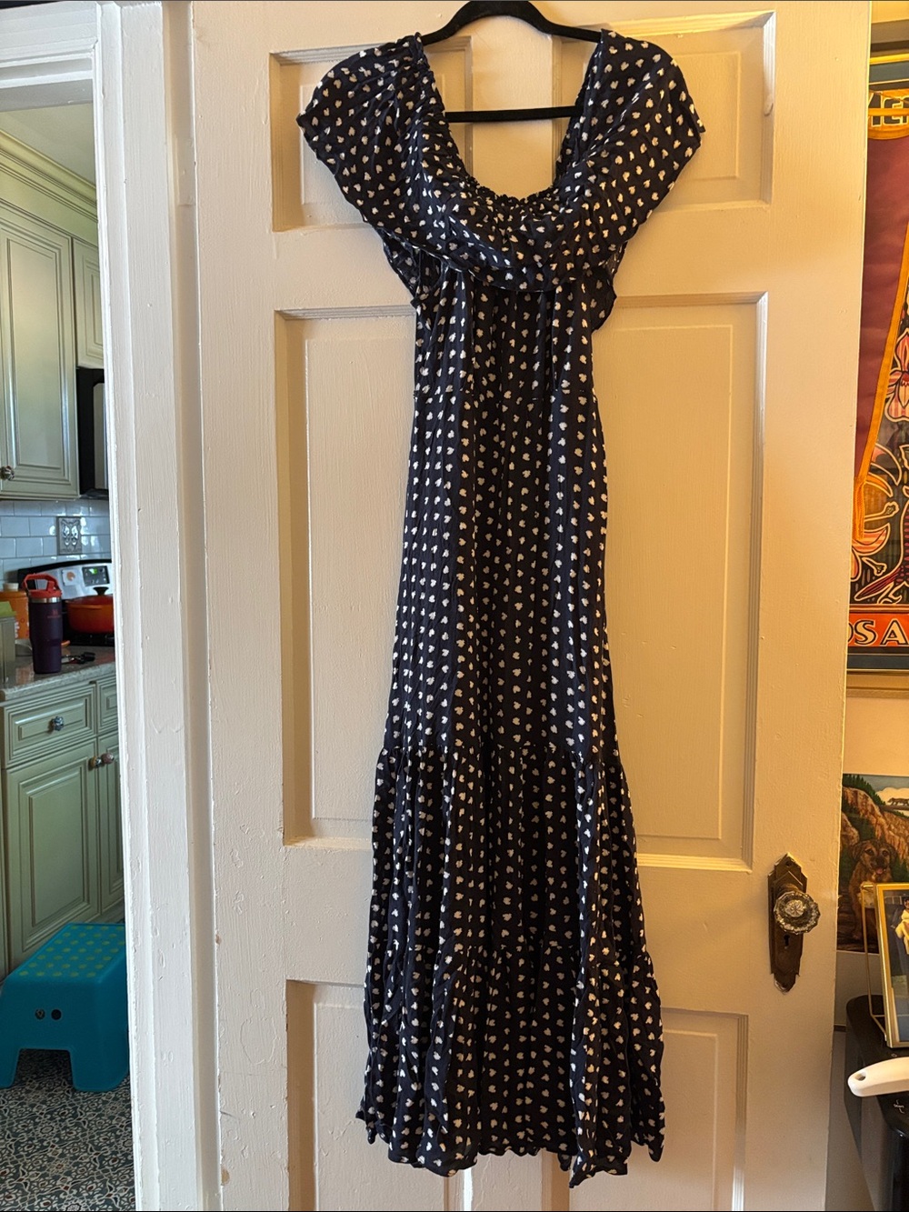 LOFT Navy Maxi Dress with white
Bird Print